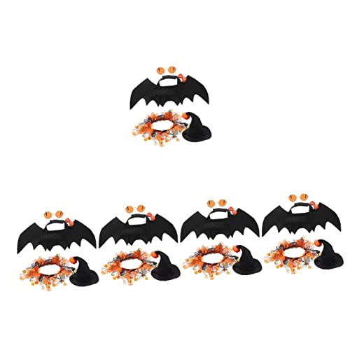 HANABASS 5 Sätze Halloween-Hut Vampir-dekor Halloween-Brille Kleines Hundezubehör Halloween-Kleidung Hexenkostüm Für Haustiere Welpe Halstuch Halloween-Haustier Hundehorn Katze Polyester von HANABASS