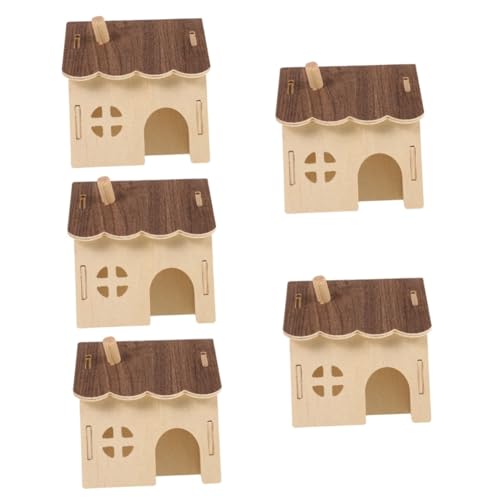 HANABASS 5St Hamsternest aus Holz Guineahäute Hamster verbirgt Sich DIY Hamster Käfig DIY Hamster Versteck Meerschweinchen Spielzeug Hamsterhütte aus Holz entzückendes Rattenhaus hölzern von HANABASS