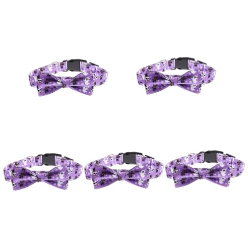 HANABASS 5st Halloween-Kragen Halsring Für Haustiere Halloween-haustierkostüm Haustier Bowknot Abnehmbarer Kragen Welpen Halsketten Dekoratives Hundehalsband Violett Baumwolle Polyester von HANABASS