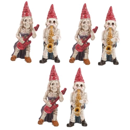 HANABASS 6 STK -Ornamente Halloween-Gnom-Figur Gnom-Skelettfigur Halloween-Miniaturen Zombie-Zwerg Halloween Dekoration Halloween Decoration Gartenzwerg Gnom-Skelett-Statue Harz von HANABASS