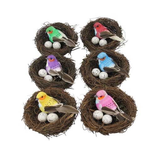 HANABASS 6 Set Nest Reben Weben Vogel Nest Simulation Eier Wohnkultur Ornament von HANABASS