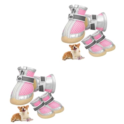 HANABASS 8 STK kleine Hundesandalen Atmungsaktive Hundeschuhe rutschfeste Hundeschuhe Hundebekleidung Mesh-Schuhe für Welpen Outdoor-Schuhe für Haustiere Hundeschuhe für kleine Hunde Rosa von HANABASS