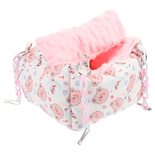 HANABASS Frettchen Hängematte Chinchilla-ruhenest Meerschweinchen-Nest Käfignest Für Kleintiere Zuckersegelflugzeug-ruhebett Rattenhütte Hamster Winternest Kleintierhängematte Rosa Flanell von HANABASS