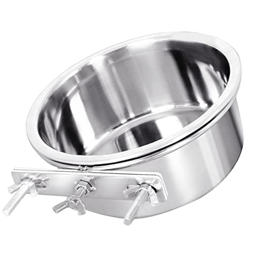 HANABASS Hängender Fressnapf Spender Katzenwasserschale Schüssel Wassernapf Ohne Verschüttungen Für Hunde Hängender Hundenapf Katzen-Puzzle-Feeder Haustier Rostfreier Stahl Silver von HANABASS