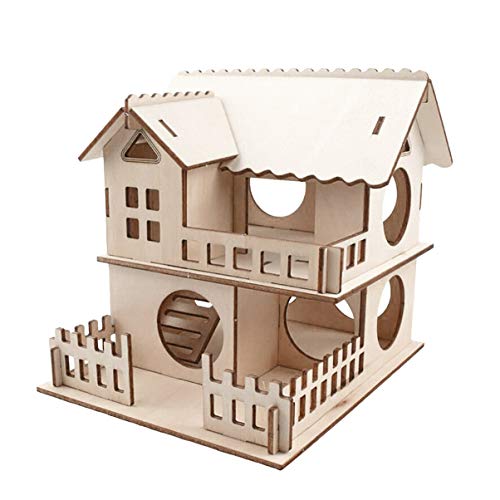 HANABASS Holz Cabin Hamsterhaus Doppelstöckige Villa mit Leiter und Zubehör für Kleintiere für Hamster und Mäuse Sicheres und Haustierhaus aus Massivem Holz DIY Freundlich HANABASS Holz Cabin Hamsterhaus Doppelstöckige Villa mit Leiter und Zubehör für Kleintiere für Hamster und Mäuse Sicheres und Haustierhaus aus Massivem Holz DIY Freundlich von HANABASS