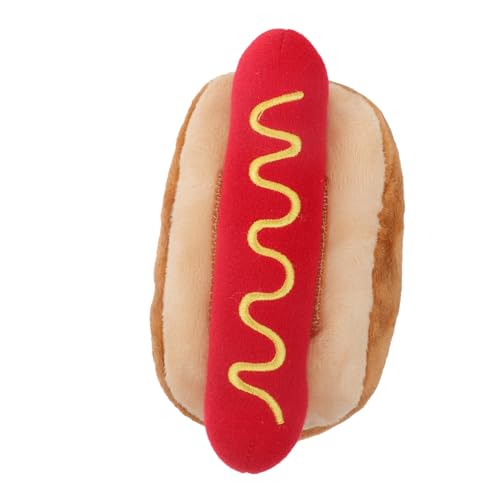 HANABASS Hot-Dog-Puppe Interactive Dog Toys hundekuscheltier hundekauspielzeuge Kuscheltier für Hunde quietschend Hündchen kauendes Simulationsspielzeug für Tiernahrung Plüsch rot von HANABASS