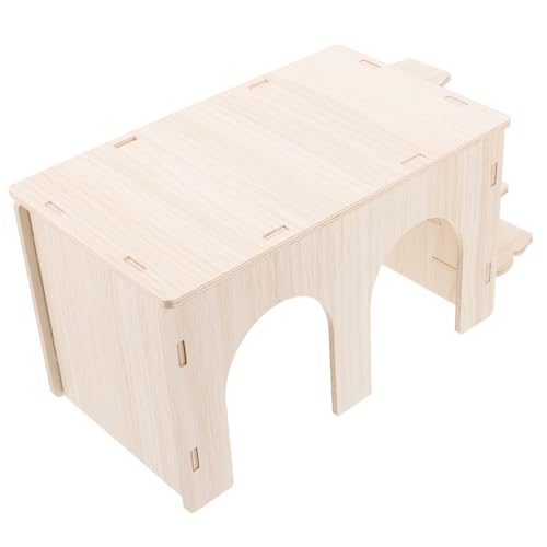 HANABASS Meerschweinchen Versteckhaus aus Holz Kleines Hamsterhaus mit Rampe Lebensraum Dekoration Zubehör HANABASS Meerschweinchen Versteckhaus aus Holz Kleines Hamsterhaus mit Rampe Lebensraum Dekoration Zubehör von HANABASS