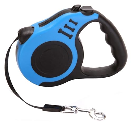 3M Einziehbare Hundeleine, Rollleine Starke Leine Für EIN Knopf Für Bremse Und Lock Sicherheitssystem, Ergonomischer Handgriff Für Hunde In Allen Größen (Color : Blue, Size : 5m) von HANFEN