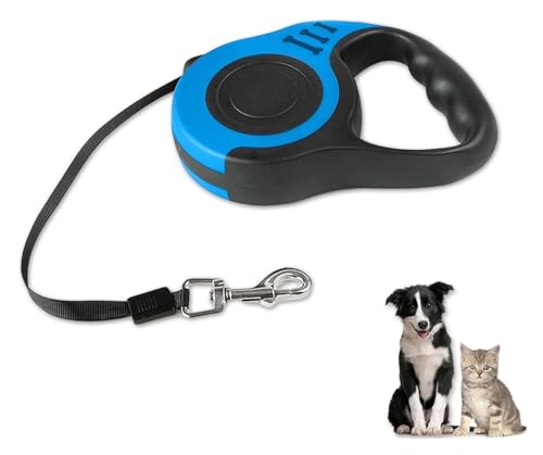 3M Einziehbare Hundeleine, Rollleine Starke Leine Für Knopf Bremse Und Lock Sicherheitssystem, Ergonomischer Handgriff Für Hunde In Allen Größen (Color : Blue, Size : 5m) von HANFEN