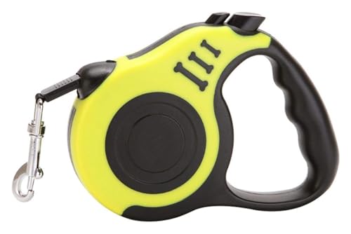 3M Einziehbare Hundeleine, Rollleine Starke Leine Für Knopf Bremse Und Lock Sicherheitssystem, Ergonomischer Handgriff Für Hunde In Allen Größen (Color : Yellow, Size : 3m) von HANFEN