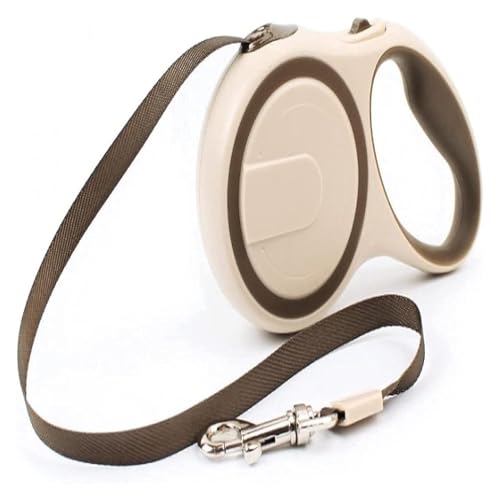 5M Ausziehbare Hundeleine Mit Anti-Rutsch-Griff,Aufrollbare Hundeleine Ohne Verheddern,Starke Nylonband-Hundeleine,Einhand-Bremse Für Kleine Bis Mittlere Hunde Bis Zu 20 Kg (Color : Beige, Size : 3m von HANFEN