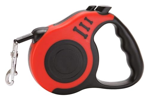 Einziehbare Und Ausziehbare Hundeleine, 5 M Lange Leine Mit Rutschfestem Griff for Mittlere Und Kleine Hunde Bis 15 Kg, Ausziehbare Hundeleine (Color : Rouge, Size : 5m) von HANFEN