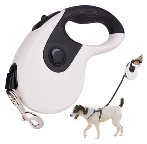 Hundeleine, Einziehbare Leine, Ausziehbare Leine for Schwere Hunde, Automatische Hundeleine, 5 M Nylon-Material, Kleine, Mittelgroße Und Kleine Hunde (Color : Blanc, Size : 5m) von HANFEN