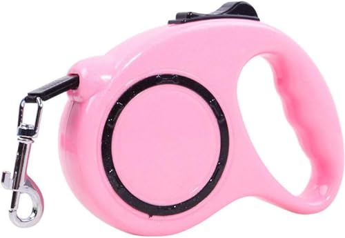 Roll-Leine Hundeleine Einziehbare Führleine Starke Leine Für Hunde EIN Knopf Break & Lock- Haustierleine 3/5m Für Hunde Bis Max 11/15kg (Color : Pink, Size : 5m) von HANFEN