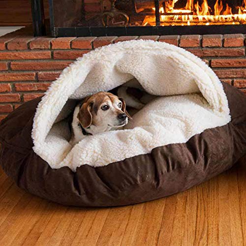 Deluxe Plüsch-Höhle Hundebett Pod Beheizte Weide Winter Warm Kissen Kleine / Mittlere Hunde Katze Beruhigender Schlafsack Korb Wasserdicht Robuste Matratze Orthopädische Anti-Angst-Kaunest von HANHAN