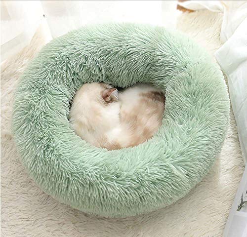 Großes waschbares rundes Hundebett, Donut-Design, Plüsch, beruhigendes Bett, Schlafen, warm, beruhigend, gemütlich, für mittelgroße Hunde, rutschfest von HANHAN