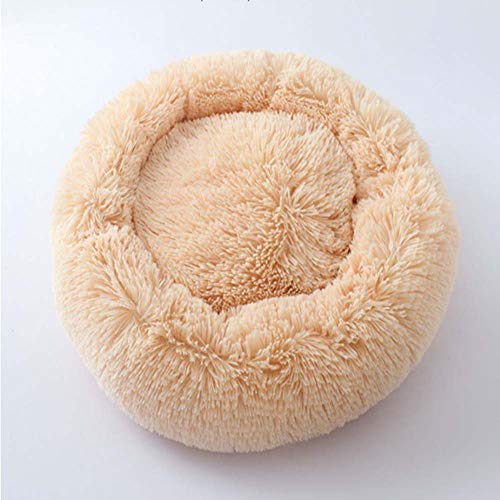 Großes waschbares rundes Hundebett, Donut-Design, Plüsch, beruhigendes Bett, Schlafen, warm, beruhigend, gemütlich, für mittelgroße Hunde, rutschfest von HANHAN