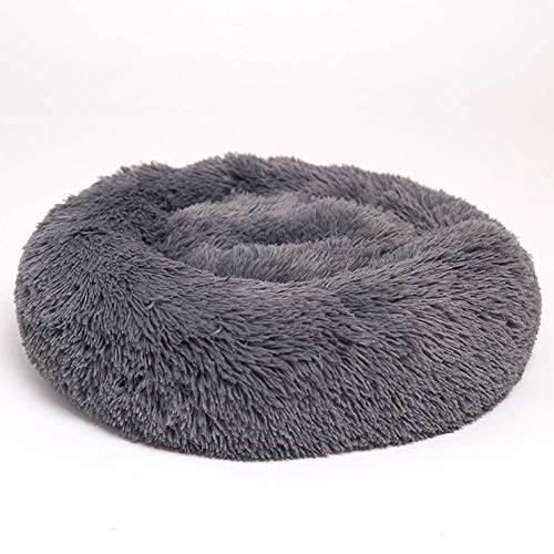 Großes waschbares rundes Hundebett, Donut-Design, Plüsch, beruhigendes Bett, Schlafen, warm, beruhigend, gemütlich, für mittelgroße Hunde, rutschfest von HANHAN