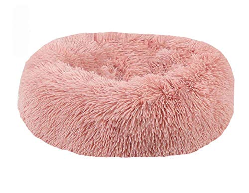 Großes waschbares rundes Hundebett, Donut-Design, Plüsch, beruhigendes Bett, Schlafen, warm, beruhigend, gemütlich, für mittelgroße Hunde, rutschfest von HANHAN