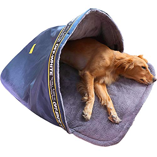 HANHAN Reise-Hundebett, tragbar, beruhigende Höhle, Deluxe, faltbare Matte, Matratze, Kissen, Schlafsack, warmer Plüsch, kuschelig, extra groß, mittelgroß, klein, orthopädische Angst von HANHAN