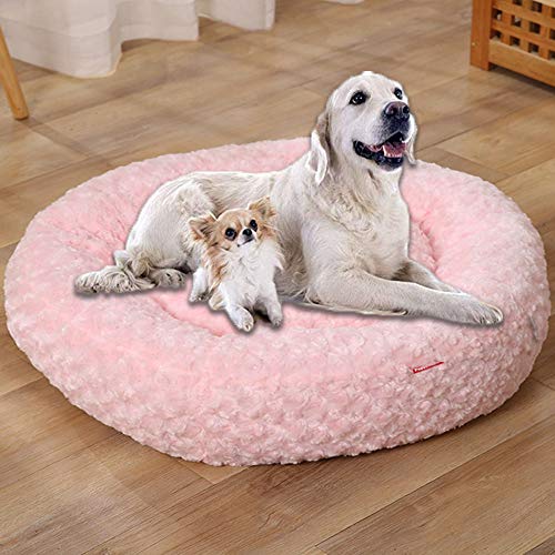 HANHAN XL Flauschiges Plüsch-Donut Hundesofa Bett rund warm mittel extra groß Jumbo Orthopädische Weiden-Matratze XXL Anti-Angst beruhigendes Kissen waschbar Cuddler von HANHAN