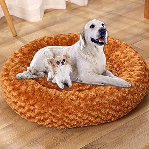 HANHAN XL Flauschiges Plüsch-Donut Hundesofa Bett rund warm mittel extra groß Jumbo Orthopädische Weiden-Matratze XXL Anti-Angst beruhigendes Kissen waschbar Cuddler von HANHAN