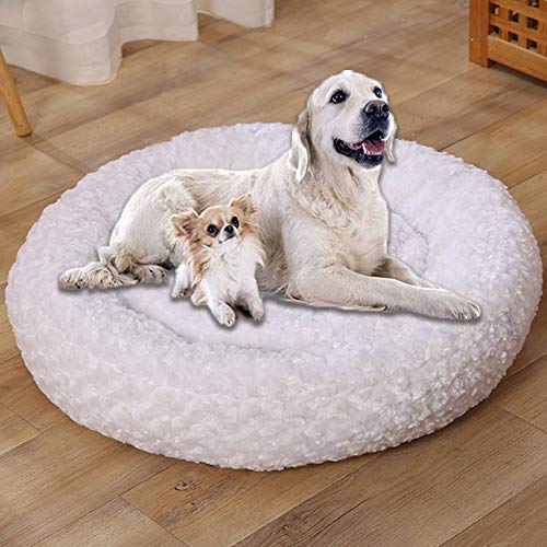 HANHAN XL Flauschiges Plüsch-Donut Hundesofa Bett rund warm mittel extra groß Jumbo Orthopädische Weiden-Matratze XXL Anti-Angst beruhigendes Kissen waschbar Cuddler von HANHAN