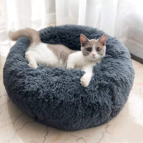 Hanhan Donut-Haustierbett, weich, waschbar, bequemes Nest, Schlafsofa, selbstwärmendes Kuscheltier für Katzen und kleine, mittelgroße und große Hunde von HANHAN