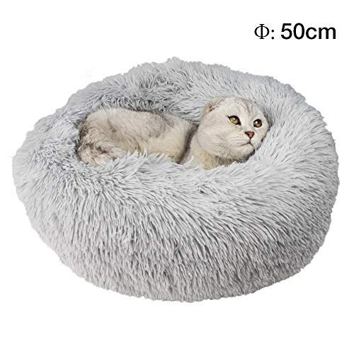 Hanhan Katzenbett, bequemes Donut-Kissen, Hundebett, rund, sehr weich, waschbar, selbsterwärmend von HANHAN