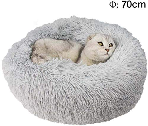 Hanhan Katzenbett, bequemes Donut-Kissen, Hundebett, rund, sehr weich, waschbar, selbsterwärmend von HANHAN