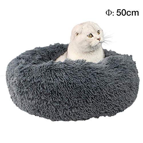 Hanhan Katzenbett, bequemes Donut-Kissen, Hundebett, rund, sehr weich, waschbar, selbsterwärmend von HANHAN