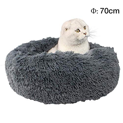 Hanhan Katzenbett, bequemes Donut-Kissen, Hundebett, rund, sehr weich, waschbar, selbsterwärmend von HANHAN