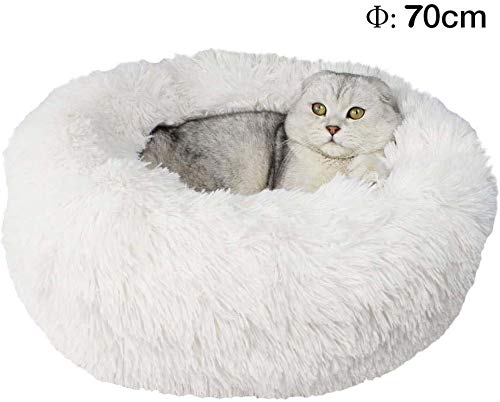 Hanhan Katzenbett, bequemes Donut-Kissen, Hundebett, rund, sehr weich, waschbar, selbsterwärmend von HANHAN