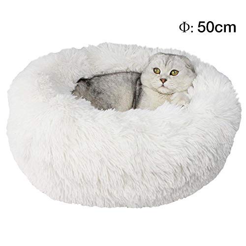 Hanhan Katzenbett, bequemes Donut-Kissen, Hundebett, rund, sehr weich, waschbar, selbsterwärmend von HANHAN