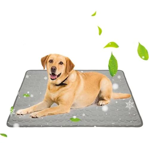 HAOSHICS Kühlmatte für Hunde, Welpen, Katzen, Eisseide, selbstkühlende Matte für Haustierbetten, Zwinger, Sofas, Autositze, Böden (S: 50 x 40 cm, Grau) von HAOSHICS