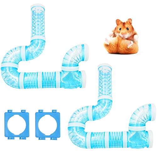 2 Hamsterröhren Kits, DIY Hamstertunnel Abenteuer Externes Rohr, Transparente Verbindung Track Ratte Spielzeug Hamsterkäfig Zubehör für Hamster Maus Kleintiere Sport Expand Space von HAOTIAN-X