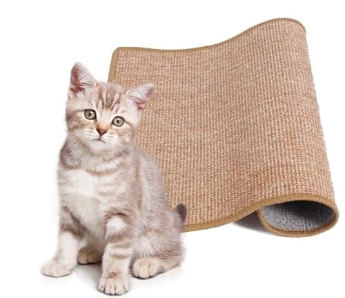 2 Stück Kratzmatte Katze,Kratzbretter Katze Sisal,50x25cm,Katzen Kratzbrett,widerstandsfähig,Geeignet für Sofamöbeltüren,um Katzenkratzern vorzubeugen und Teppiche und Wände zu schützen(Holzfarbe) von HAOYULUO