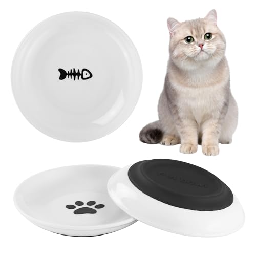 3 Stück Futternapf Katze,Katzennapf Keramik mit Rutschfestem Gummiboden,15 cm Durchmesser, Katzennapf für Haustierkatzen und Welpen von HAOYULUO