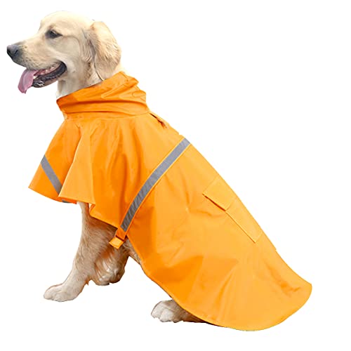 HAPEE Hunde-Regenmantel für große Hunde mit reflektierendem Kapuzenpullover, Regenponcho für Hunde von HAPEE