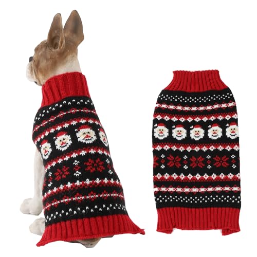 HAPEE Hunde-Weihnachtspullover, Hunde-Weihnachtspullover für Katze, Clown Prinz, Welpenkleidung (Größe XL, E01-Red Santa) von HAPEE