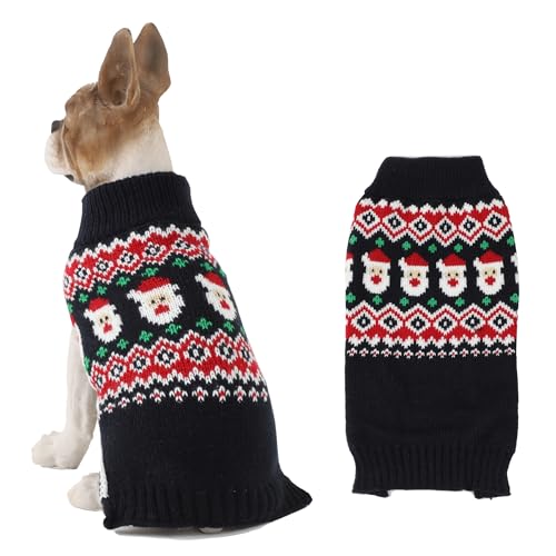 HAPEE Hunde-Weihnachtspullover, Hunde-Weihnachtspullover für Katze, Clownprinz, Welpenkleidung (XS, E02-Marine Weihnachtsmann) von HAPEE