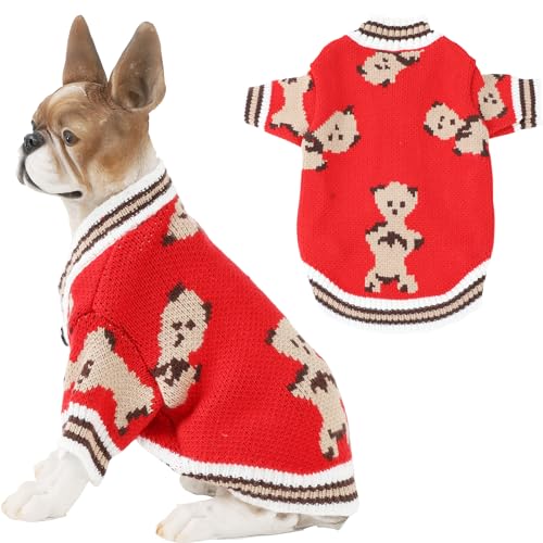 HAPEE Hundepullover, Bärenpullover für Katzen, Clownprinz, Welpenbekleidung (Größe XL, E07-Bärrot) von HAPEE