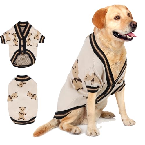 HAPEE Hundepullover für große Hunde, passend für Weihnachtskleidung für Haustiere, Hundezubehör, Hundebekleidung (Beigebär, Rückenlänge: 35,6 - 43,2 cm (XL)) von HAPEE