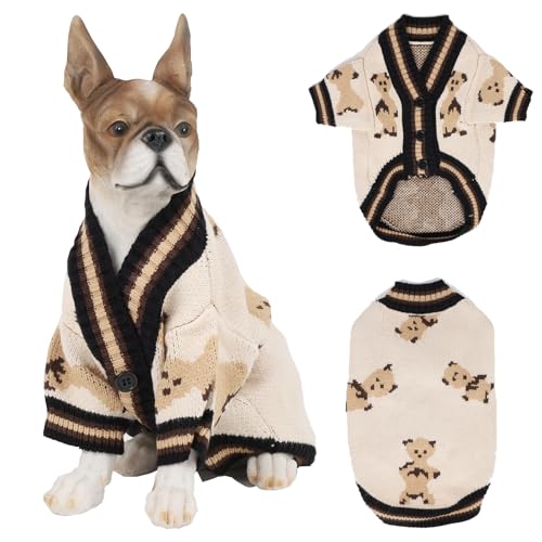 HAPEE Hundepullover mit Bärenmotiv für Katzen, Clownprinz, Welpenkleidung (E05-Bärbeige, Größe XS) von HAPEE