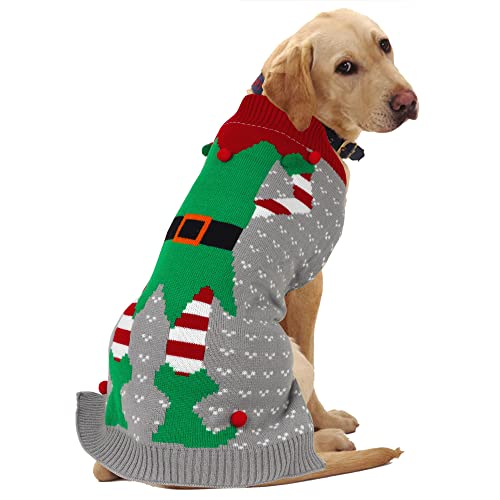 HAPEE Weihnachtspullover für große Hunde, Weihnachtsmann-Haustierkleidung, Weihnachts-Hundezubehör, Hundebekleidung (P01-Weihnachtsclown, Größe L) von HAPEE