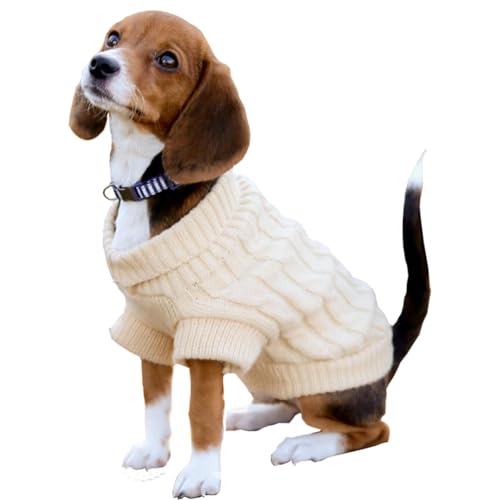 Weihnachtspullover für kleine Haustiere, Hunde, Weihnachtsmann, Strickwaren, warme Kleidung (Twist-19 Beige B, Größe S) von HAPEE