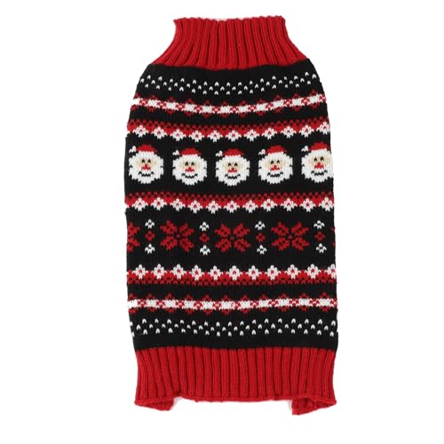 Weihnachtspullover für kleine Haustiere, Hunde, Weihnachtsmann, Strickwaren, warme Kleidung (rot/schwarz, Weihnachtsmann, Größe M) von HAPEE