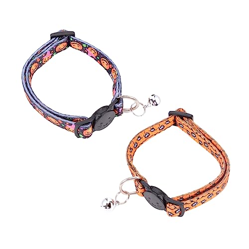 HAPINARY 2 Stück Haustier Katze Halloween Halsband Katzenhalsbänder Katzenhalsband Kostüm Halloween Katze Glockenhalsband Meerschweinchen Betthalsband Für Katze Halsband Haustiere Halsband von HAPINARY