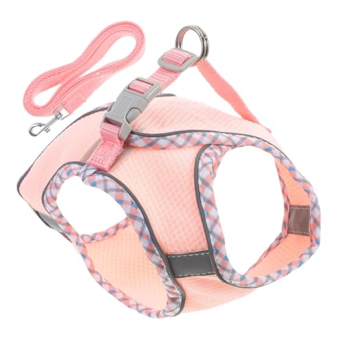 HAPINARY 1 Satz Hundegeschirr-Set Hund Hundegeschirr Weste Kleines Geschirr Für Welpen Atmungsaktive Hundeweste Mesh-hundegeschirr Verstellbare Hundeleine Rosa Polyester von HAPINARY