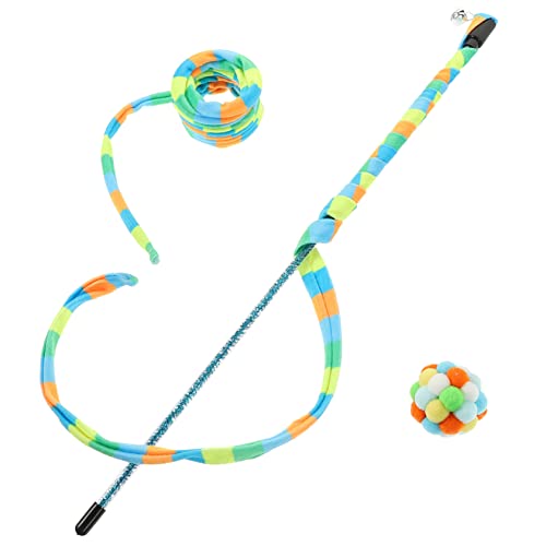 HAPINARY Katzenspielzeug Interaktives Katzenspielzeug 39 cm Teaser Stick Federbälle für Das Spielen Im Innenbereich von HAPINARY